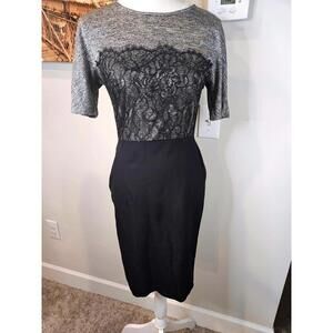 Suzi Chin Elegant Black and Gray Lace Dress